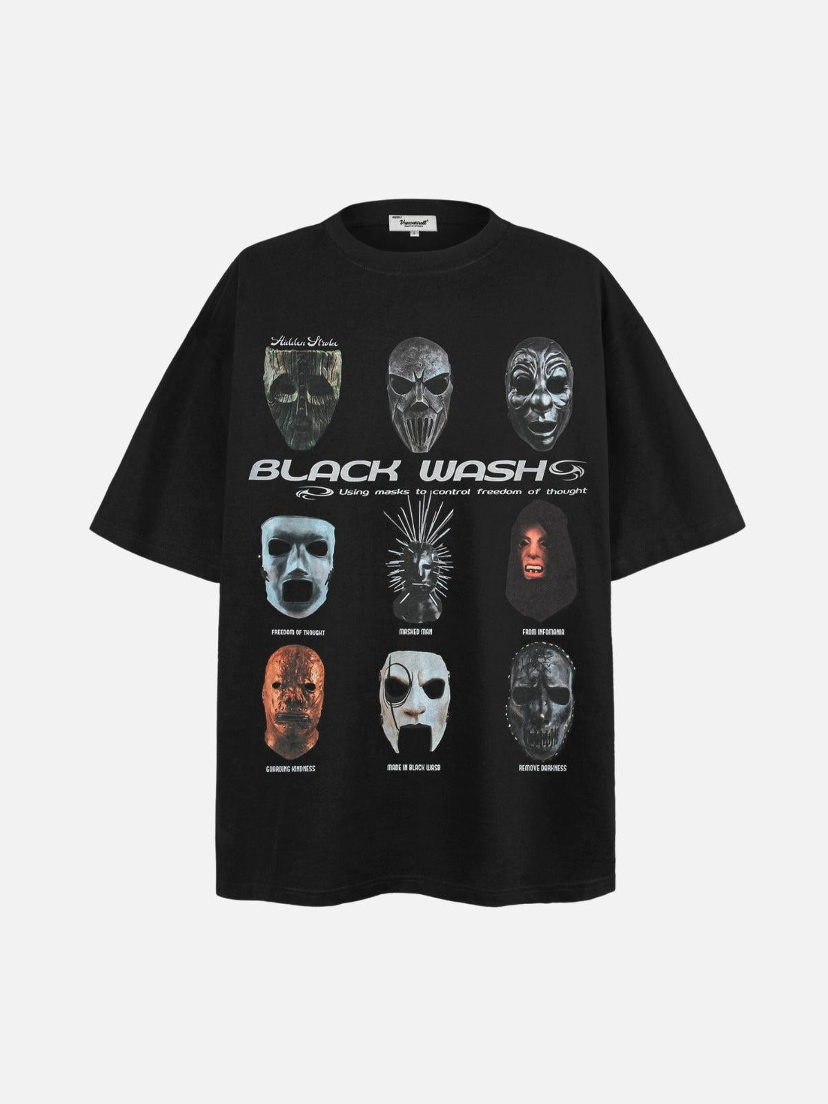 Masked Mystery Iconic Faces Graphic Tee