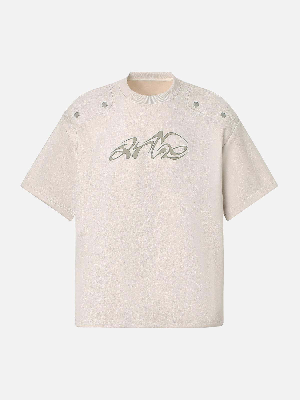 Metallic Print Suede Crew Neck T-Shirt
