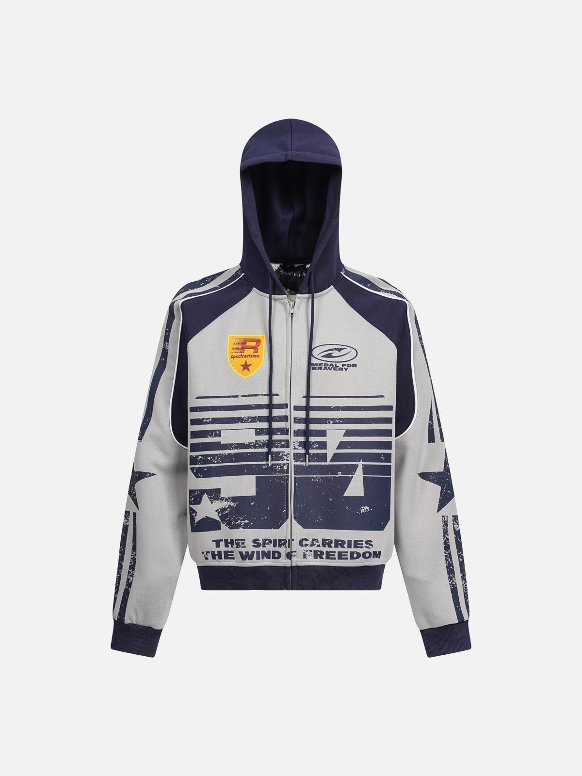 Mottled Distressed Print Hoodie