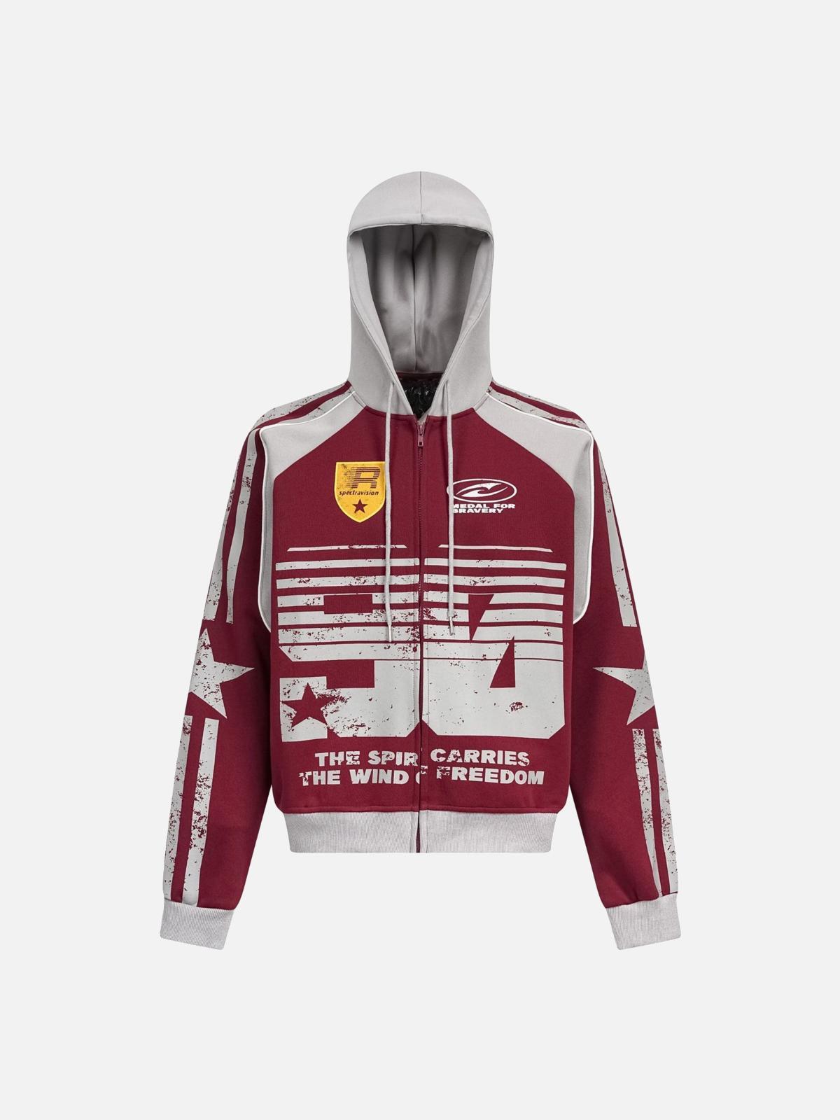 Mottled Distressed Print Hoodie