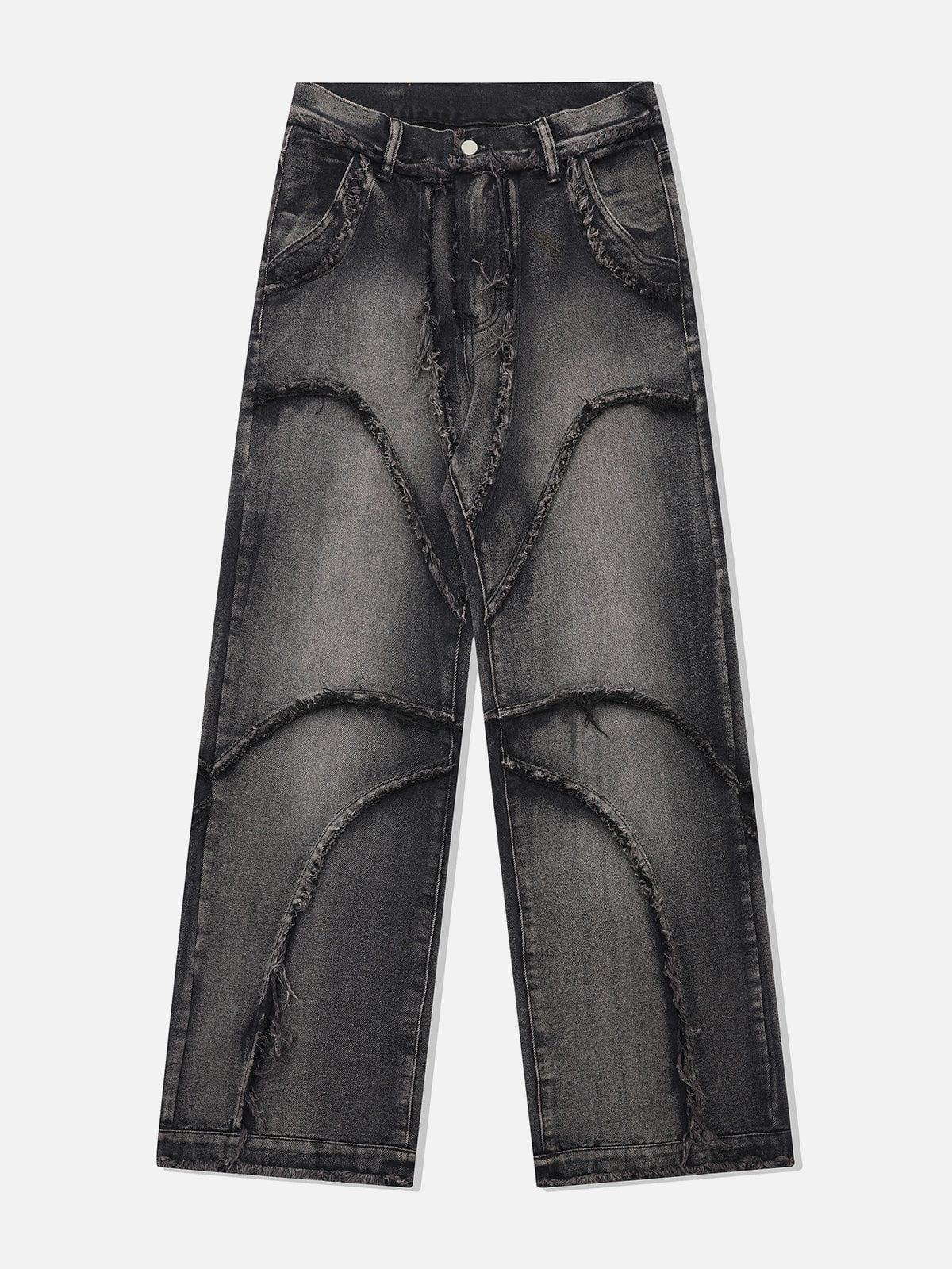 Multi Fringe Washed Jeans