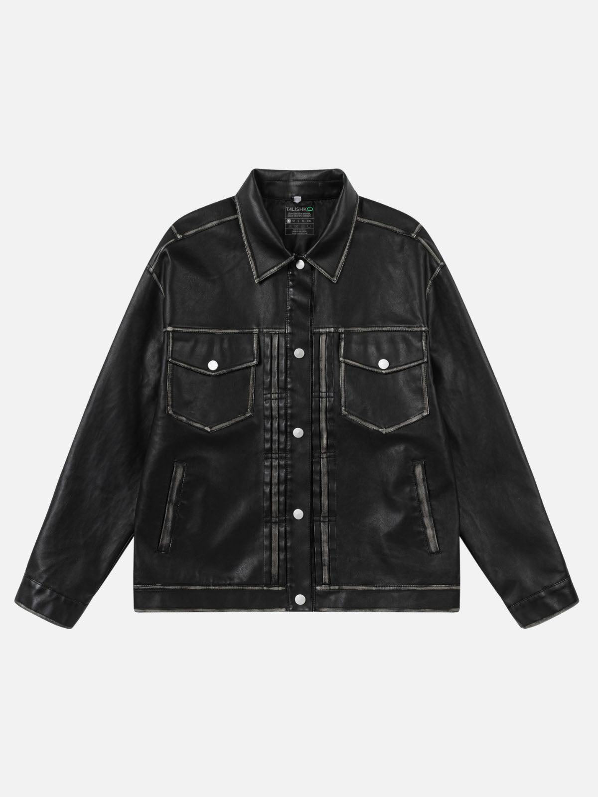 Multi Pocket Faux Leather Jacket