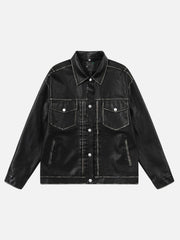 Multi Pocket Faux Leather Jacket
