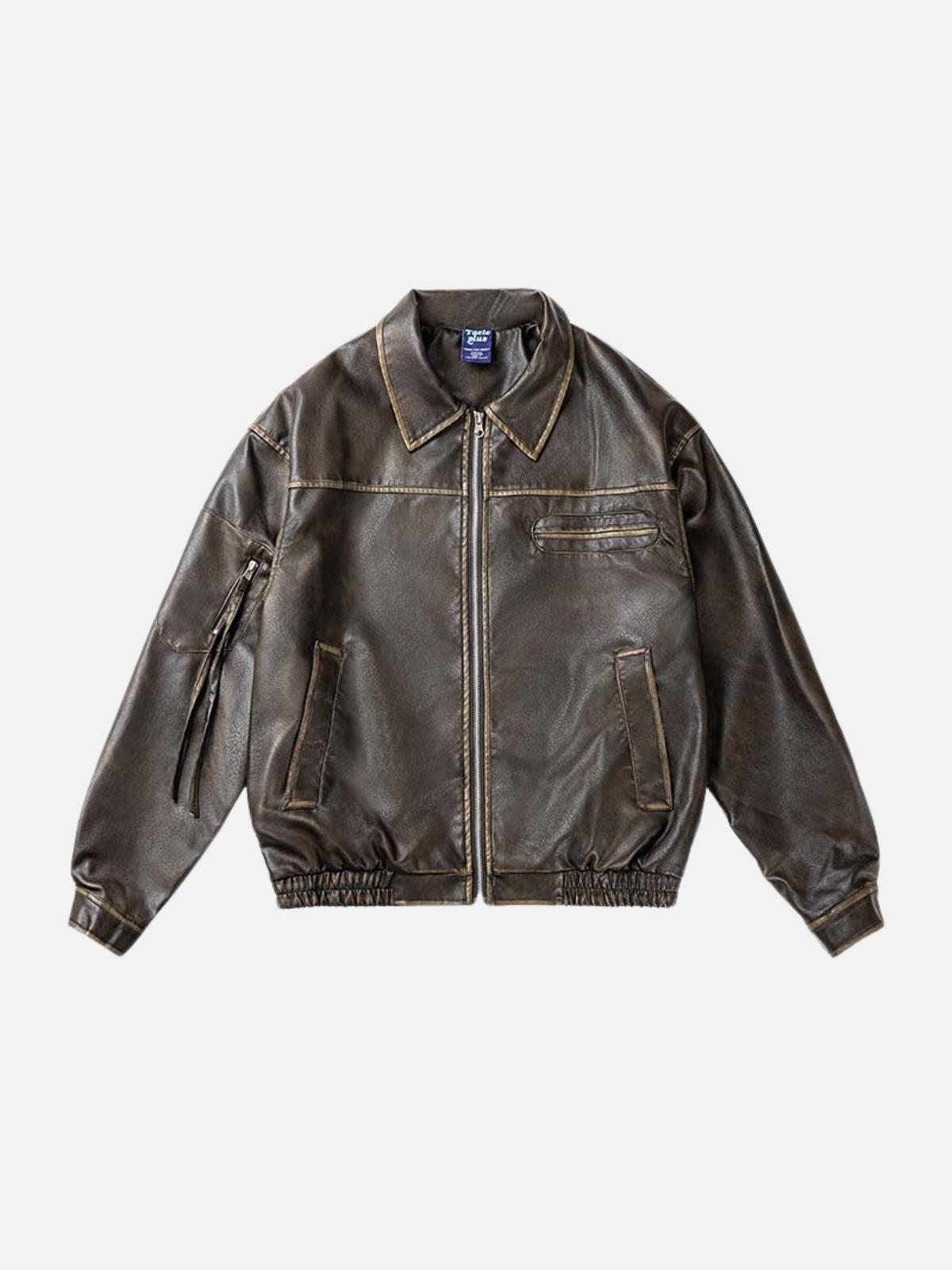 Multi Pocket Faux Leather Cropped Jacket