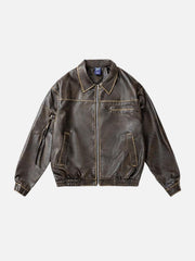 Multi Pocket Faux Leather Cropped Jacket