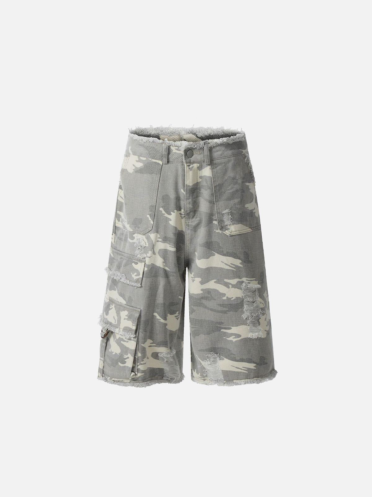 Multi Pocket Fringe Longline Jorts