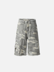 Multi Pocket Fringe Longline Jorts