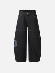 Multi Pocket Loose Barrel Jeans