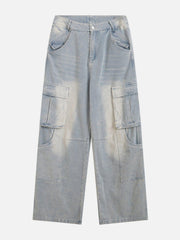 Multi Pocket Washed Jeans
