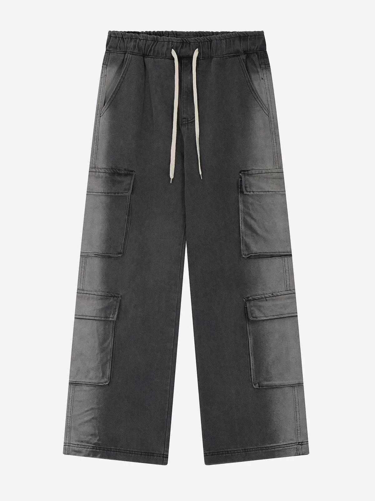 Multi-Pocket Water-Washed Jeans