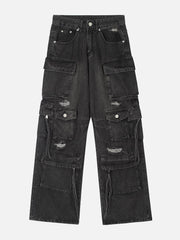 Multiple Pockets Washable Jeans