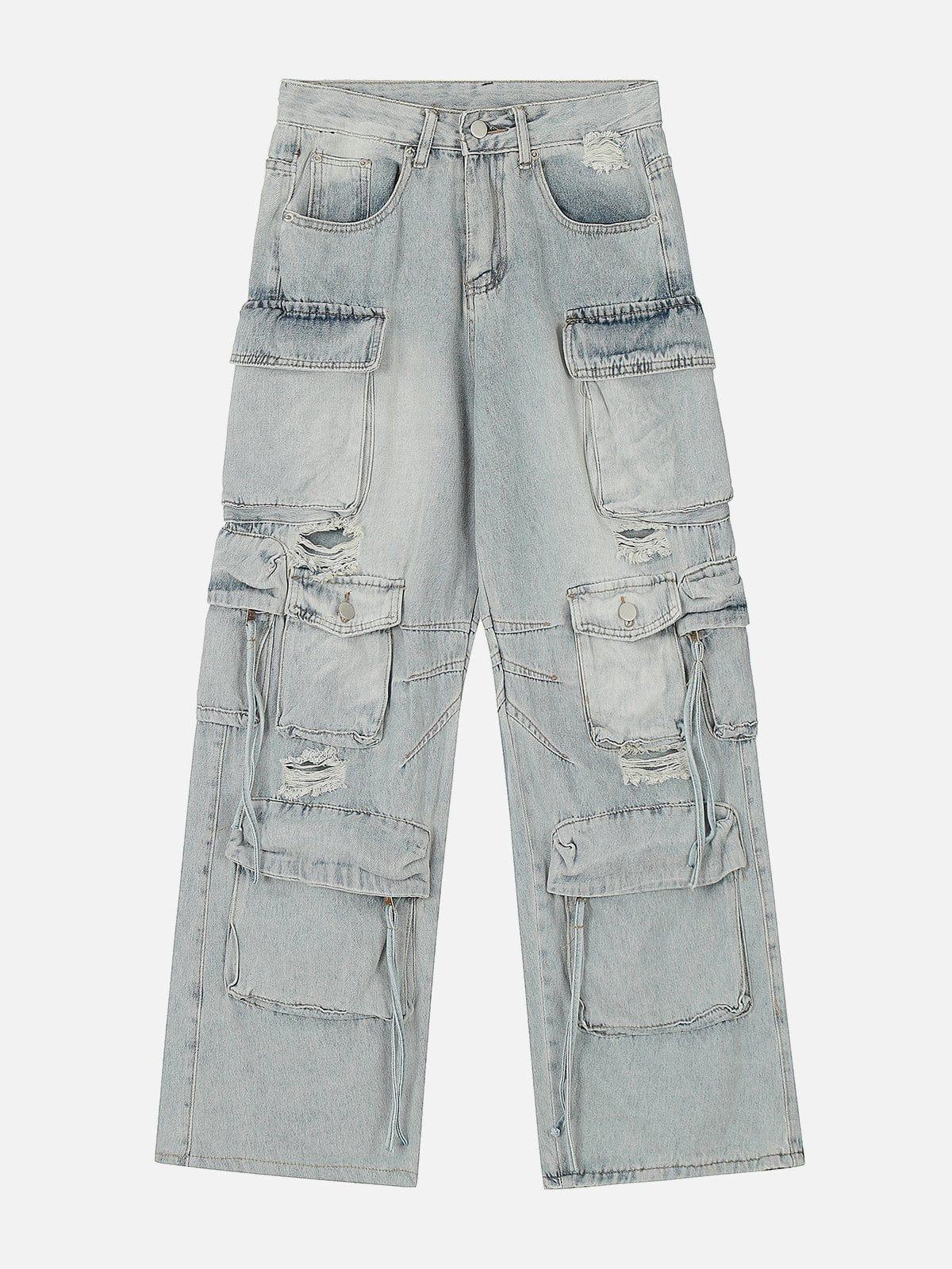 Multiple Pockets Washable Jeans