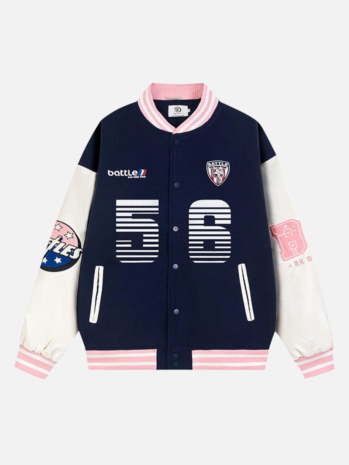 Number 56 Embroidered PU Baseball Jacket