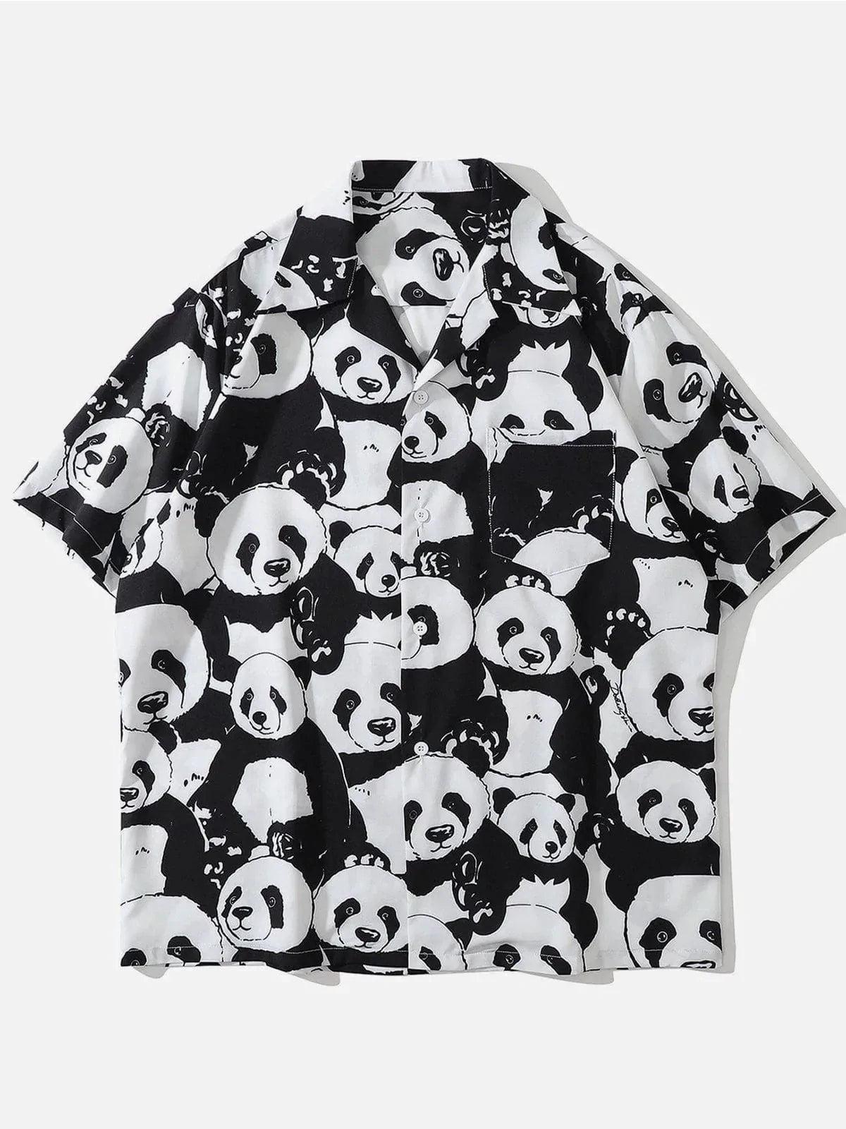 Panda Print Short-Sleeved Shirt