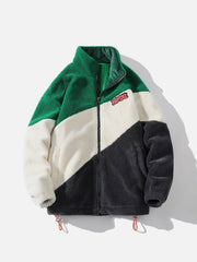 Patchwork Contrast Sherpa Winter Coat
