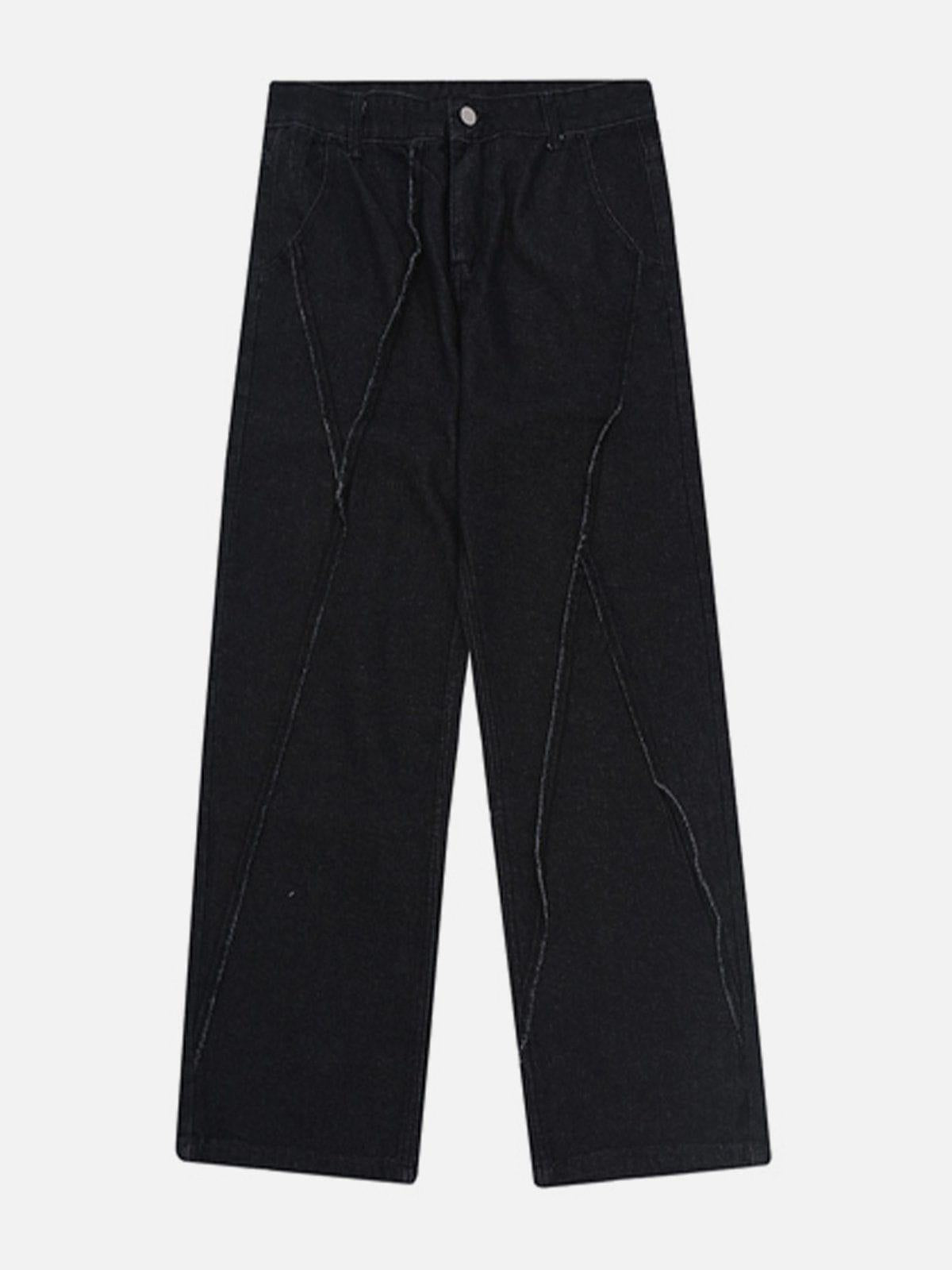 Patchwork Folds Loose Jeans