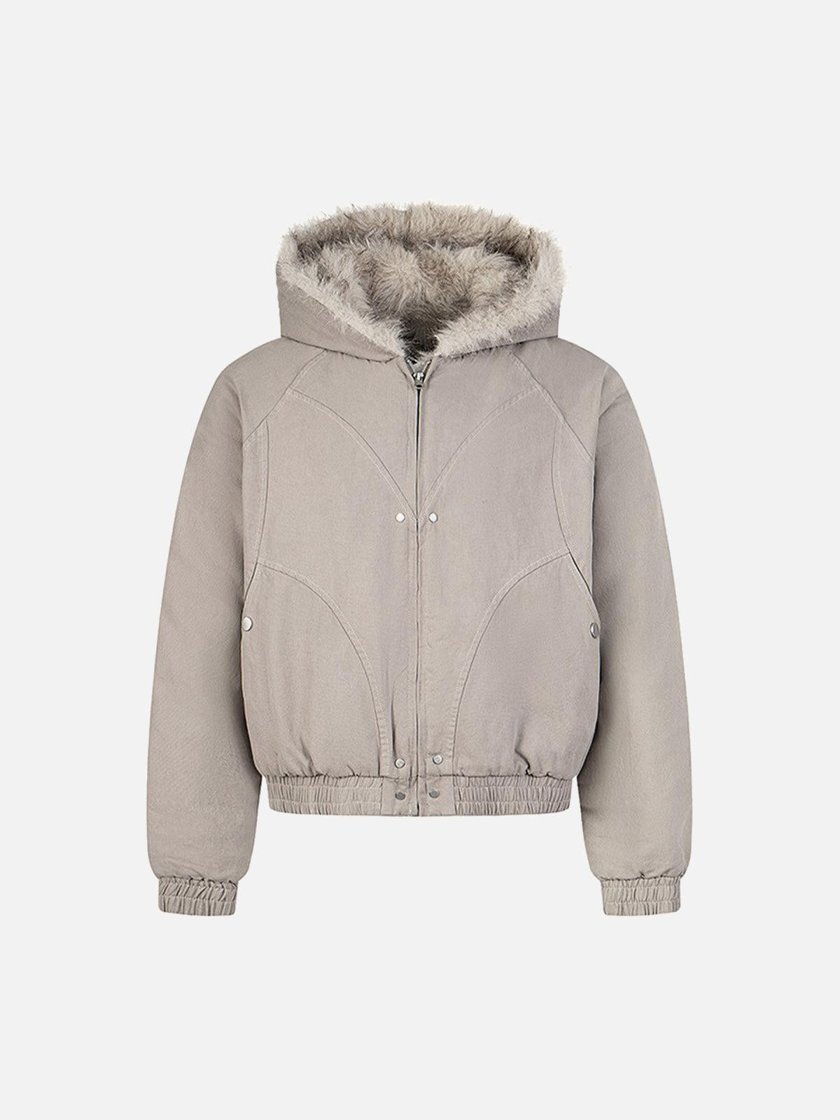 Patchwork Fur Hooded Quilted Jacket