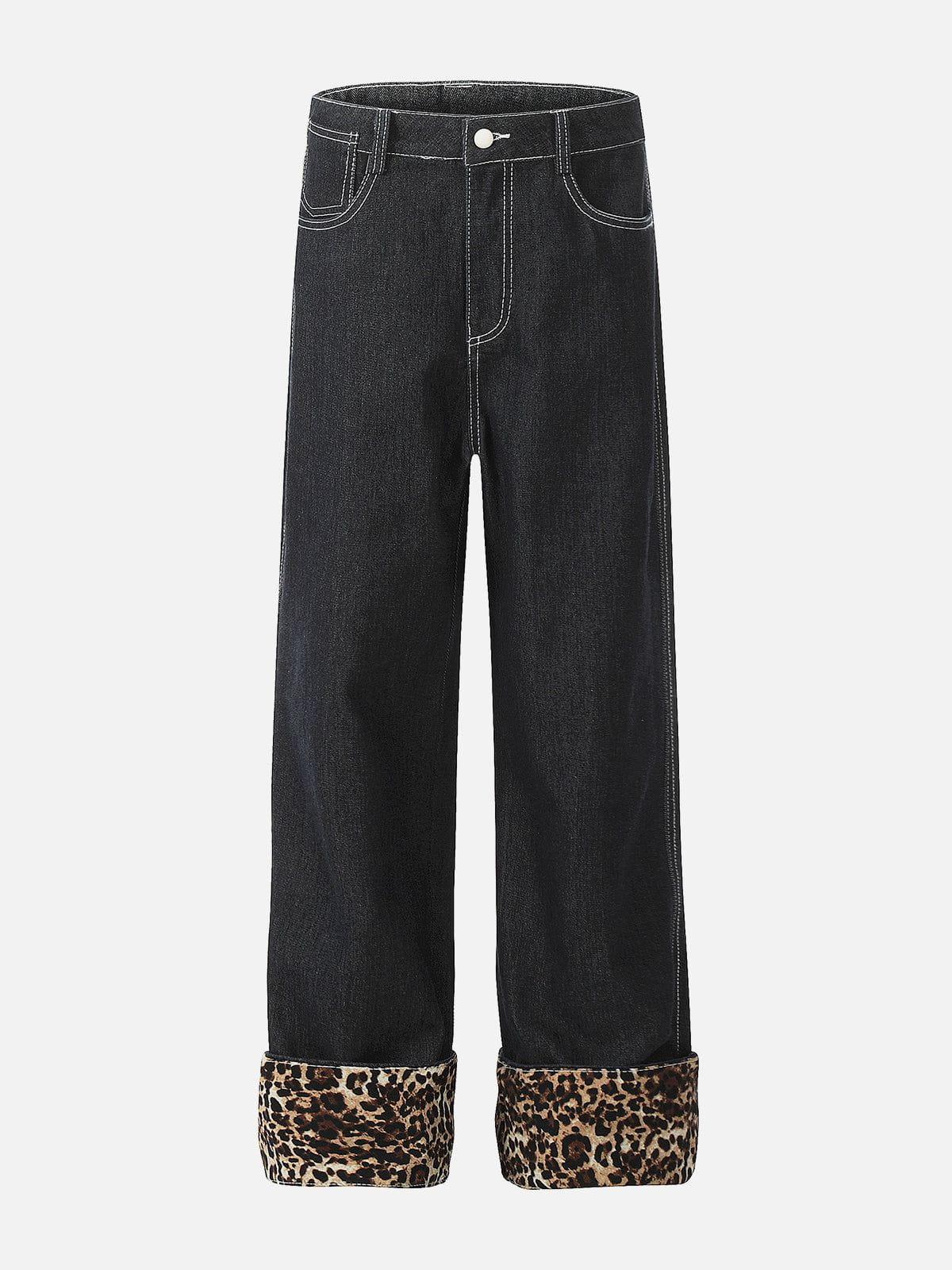 Patchwork Leopard Print Jeans