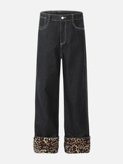 Patchwork Leopard Print Jeans