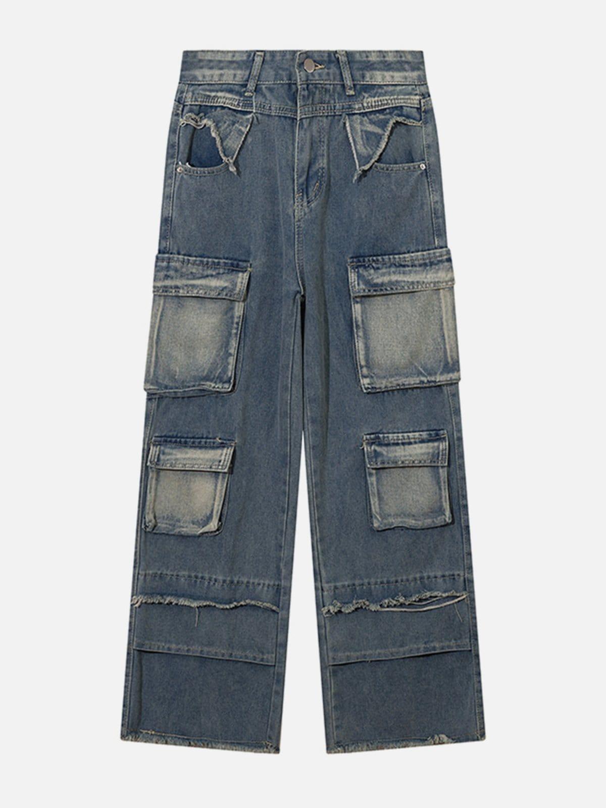 Patchwork Multi-Pocket Jeans