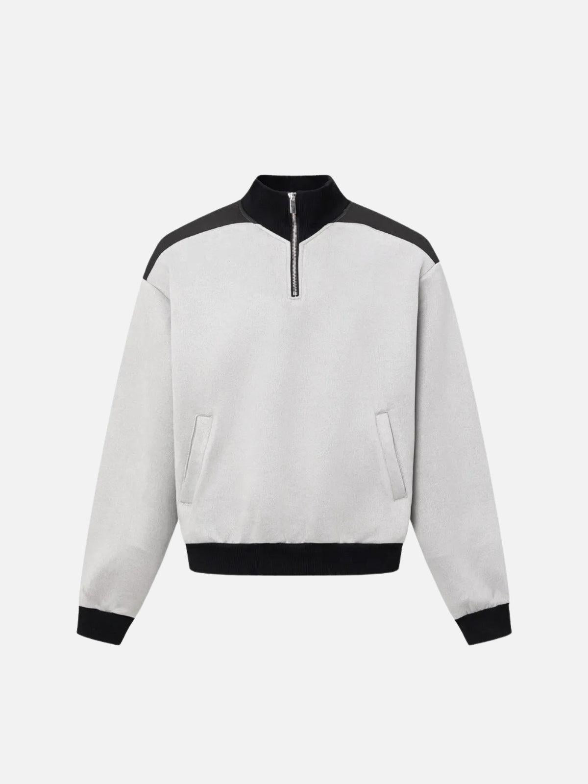 Patchwork Stand Collar Sweatshirt