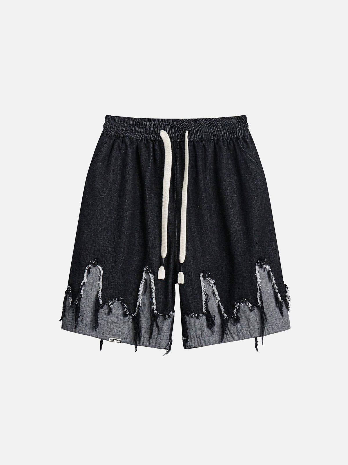 Patchwork Tassel Fringe Jorts
