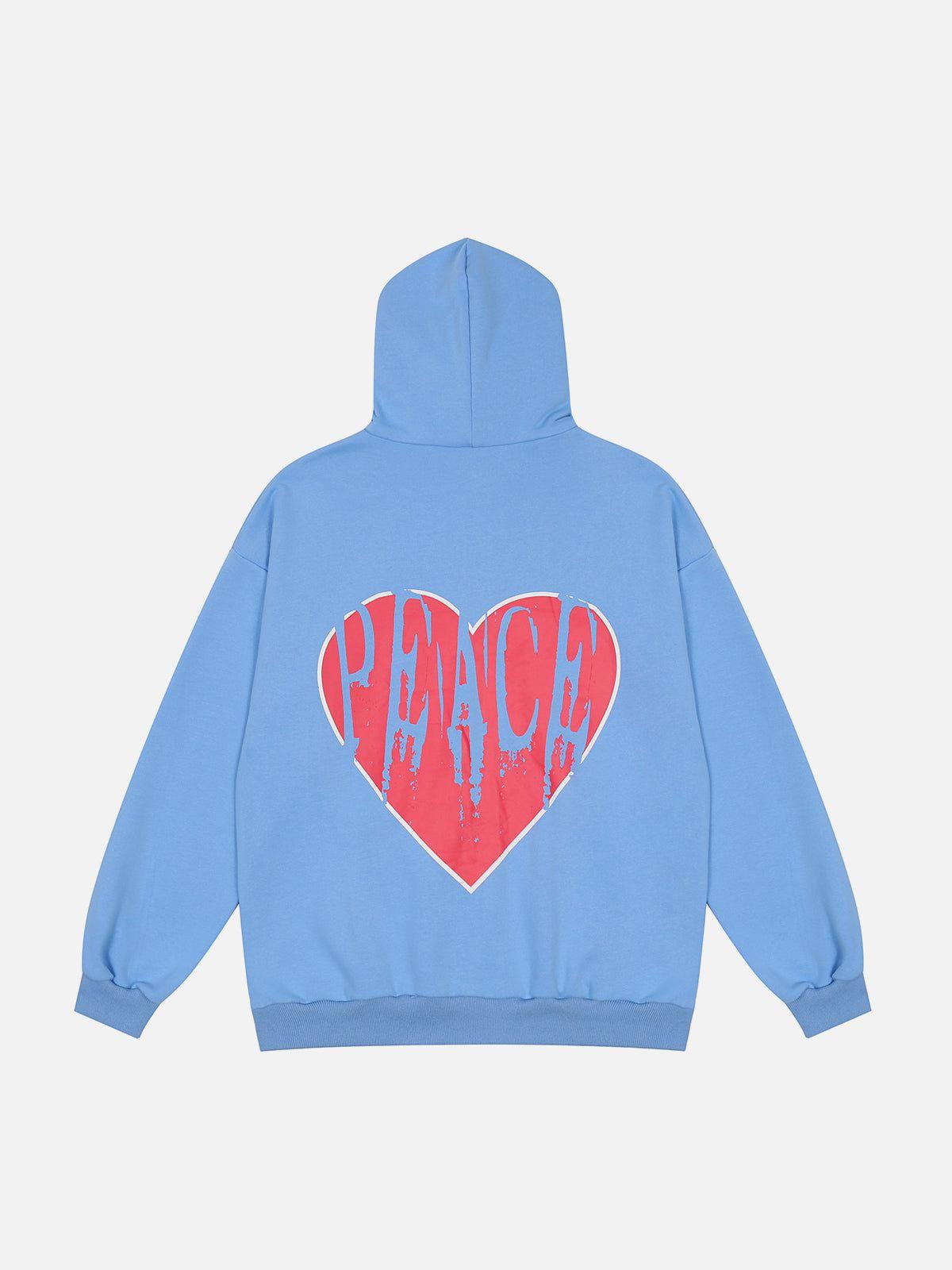 Peace And Love Foam Print Cardigan Hoodie