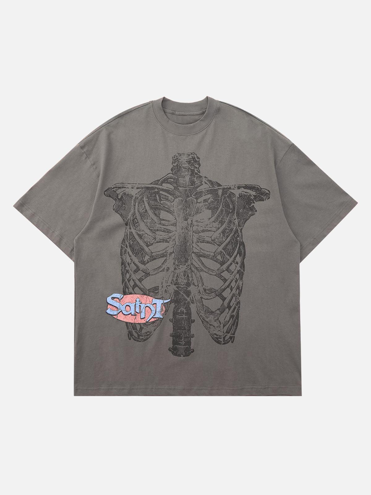 Pencil Detail Skull Street Rap T-Shirt