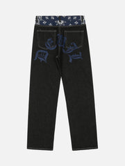 Petal Letter Straight Jeans