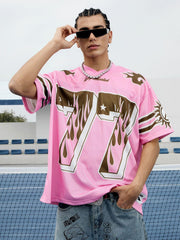 Pink Flame Print Jersey T-Shirt