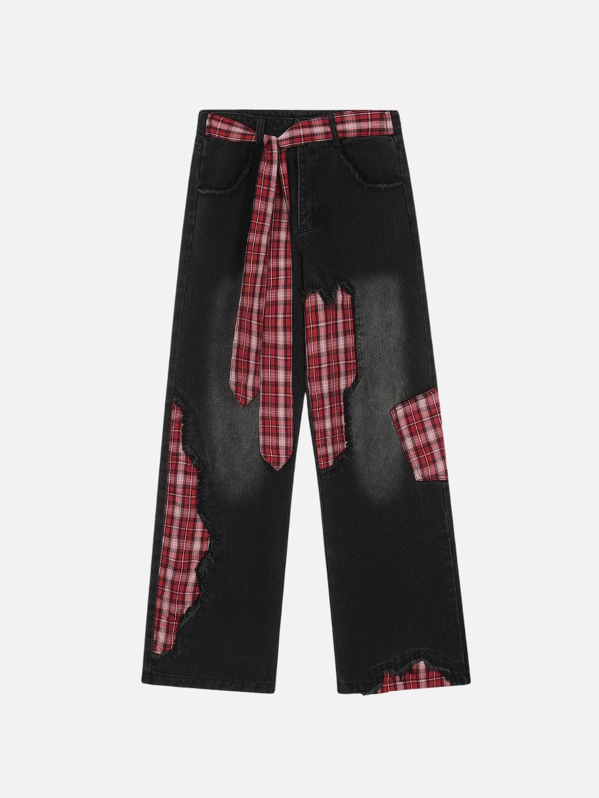 Plaid Patchwork Jeans