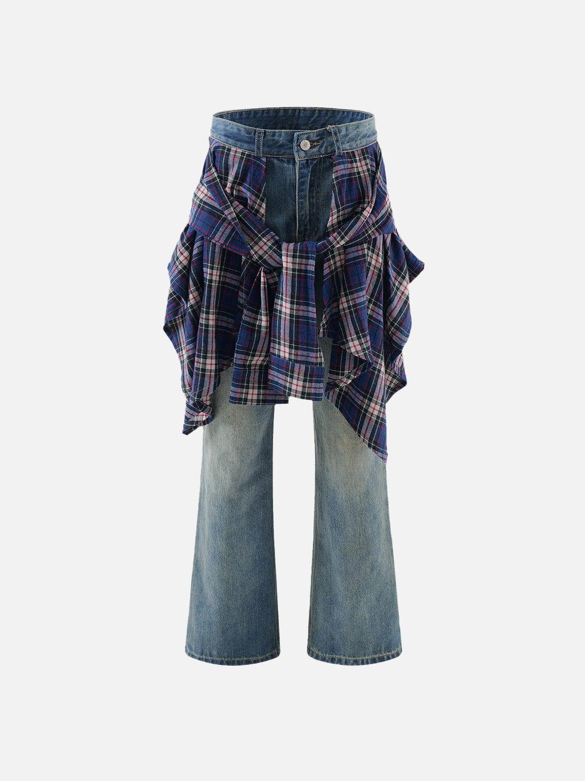 Plaid Patchwork Jeans