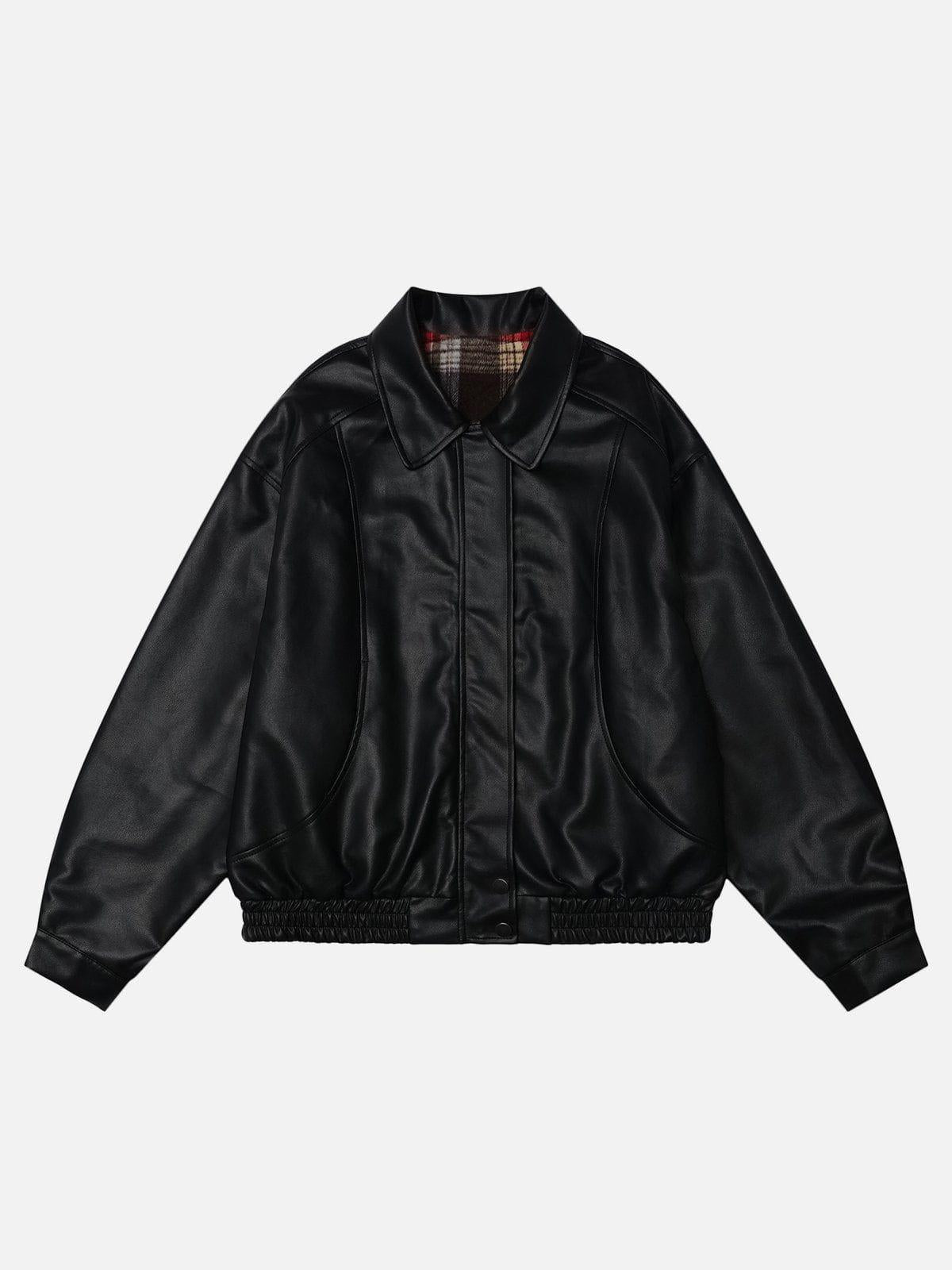 Plaid Reversible Leather Jacket
