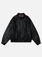Plaid Reversible Leather Jacket