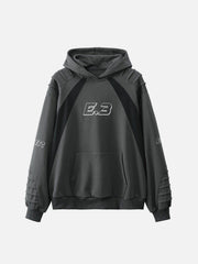 Pleated Material Splicing Hoodie