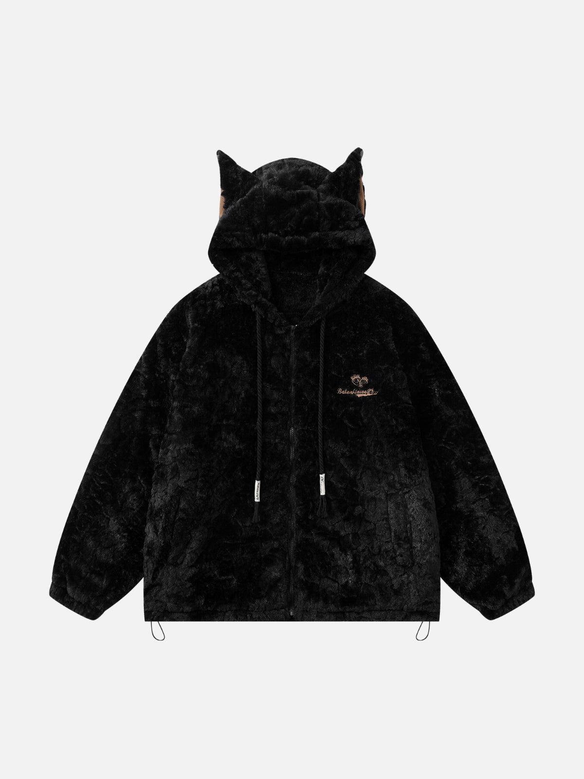 Plush Ear Hoodie Jacket