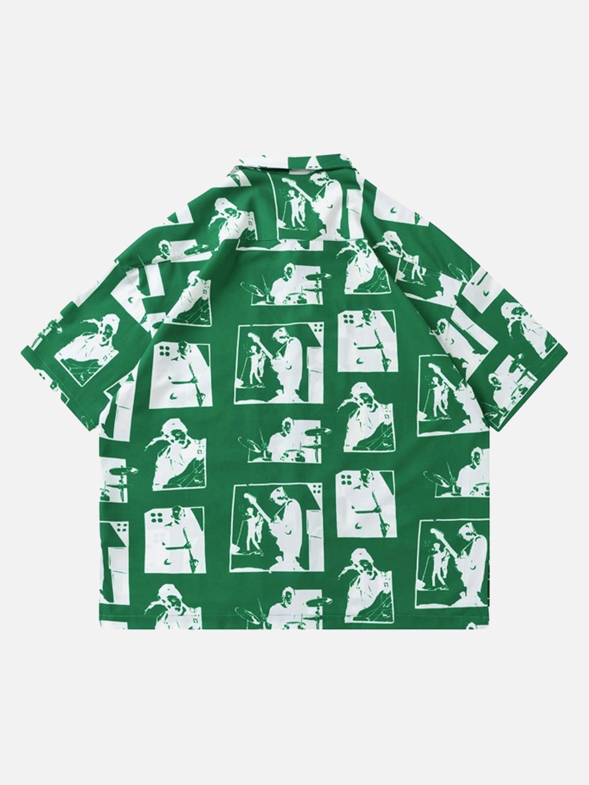 Portrait Pattern Short-Sleeved Shirt
