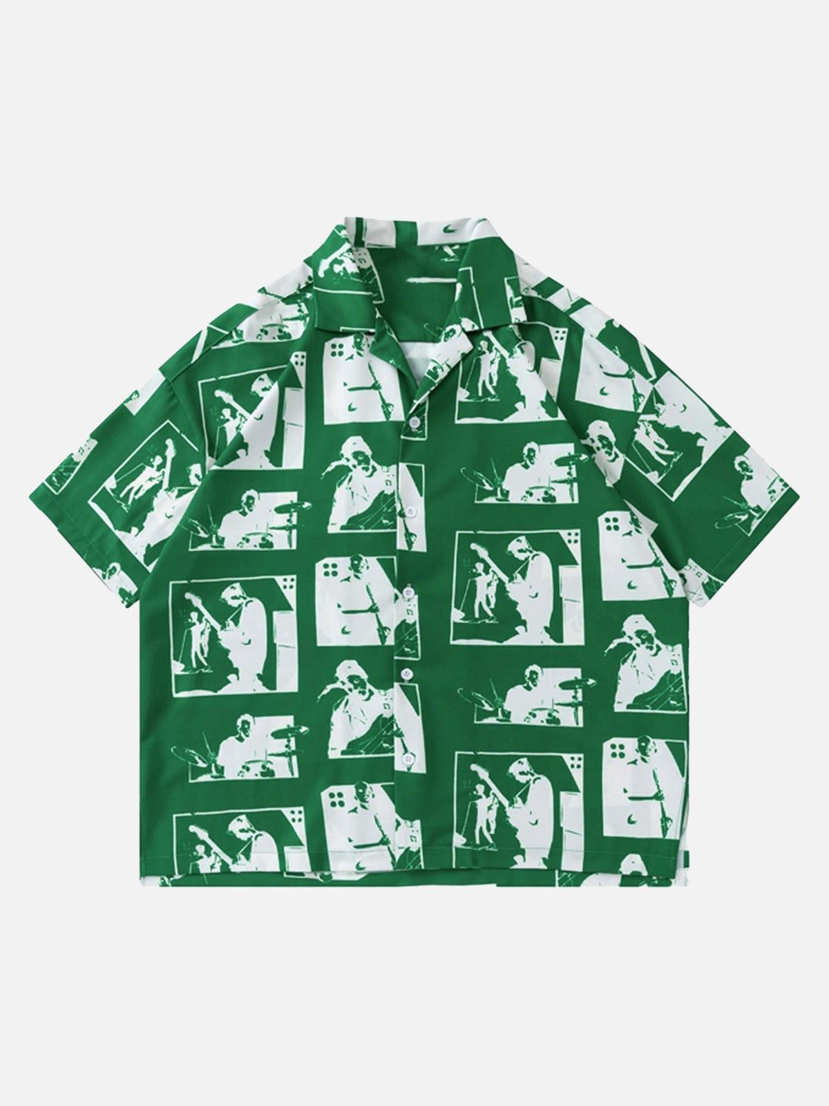 Portrait Pattern Short-Sleeved Shirt