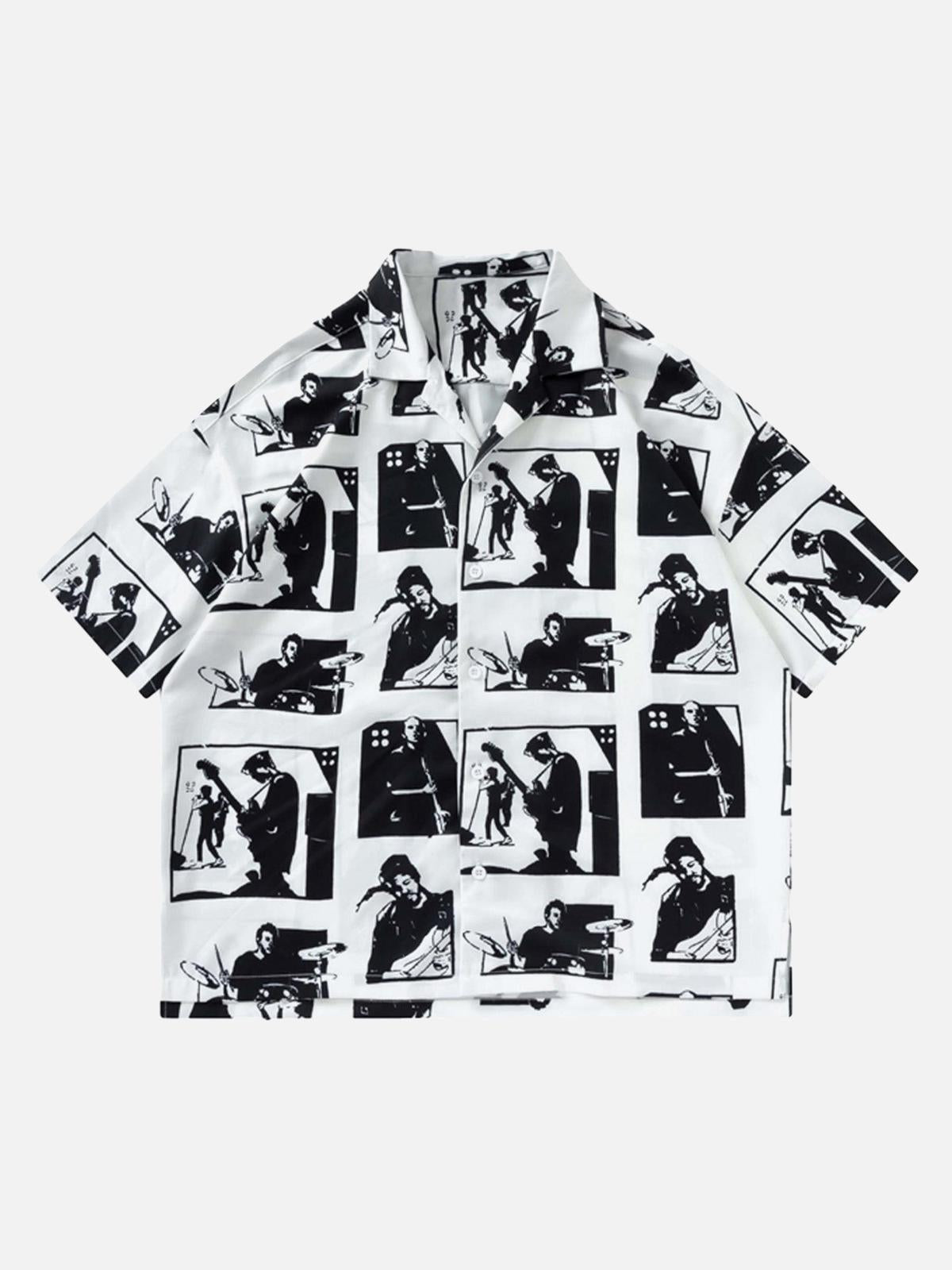Portrait Pattern Short-Sleeved Shirt