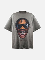 Portrait Print Crew Neck T-Shirt