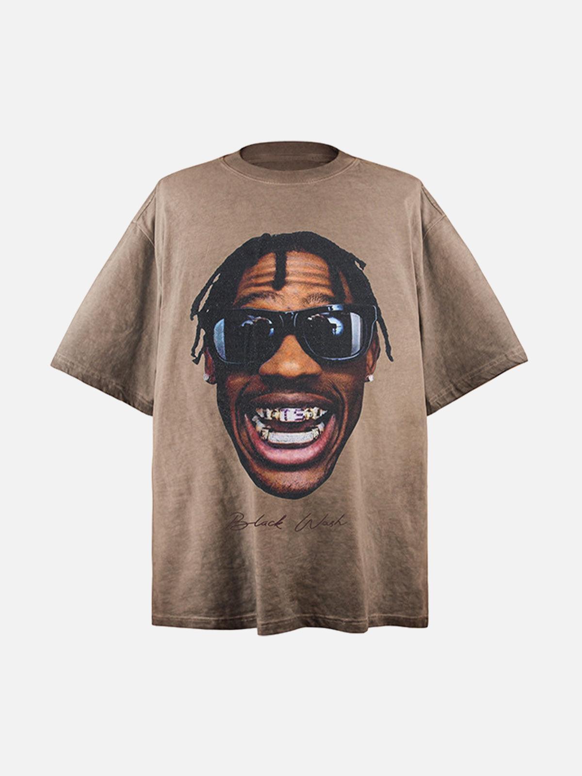 Portrait Print Crew Neck T-Shirt