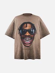 Portrait Print Crew Neck T-Shirt