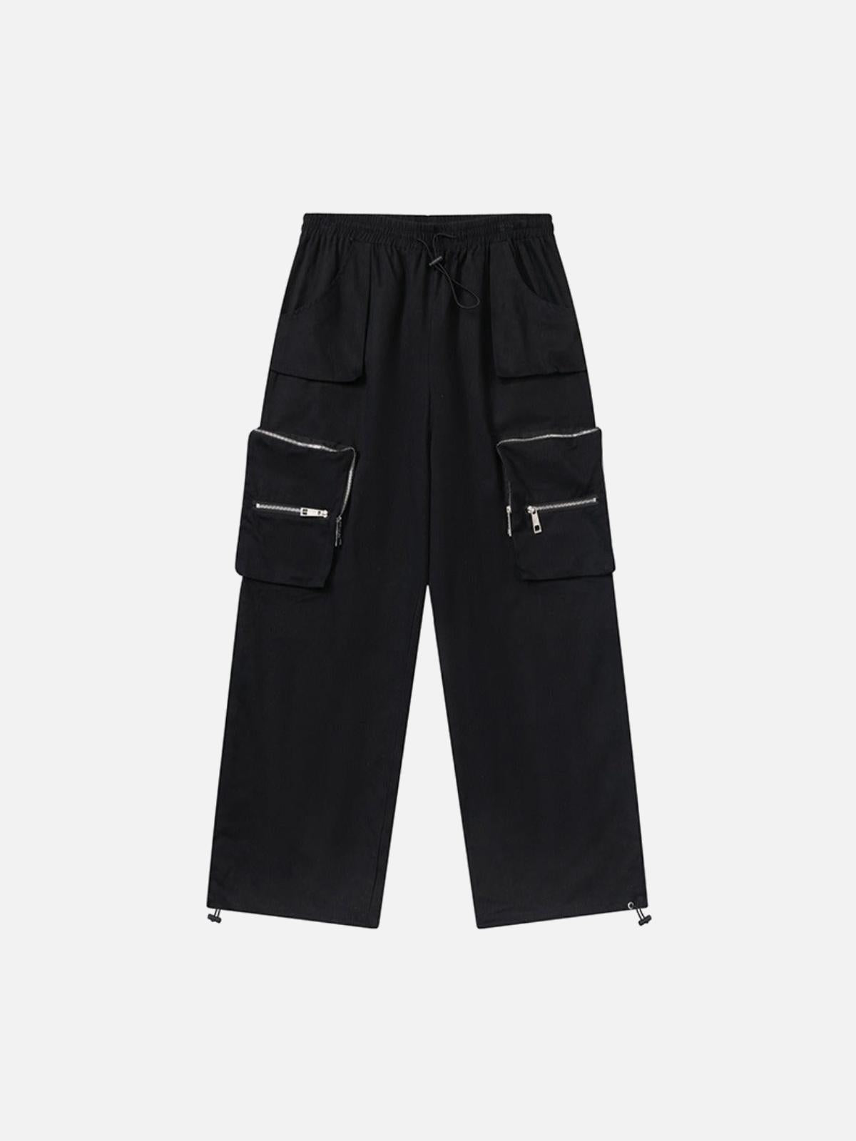 Printed Drawstring Multi-Pocket Cargo Pants