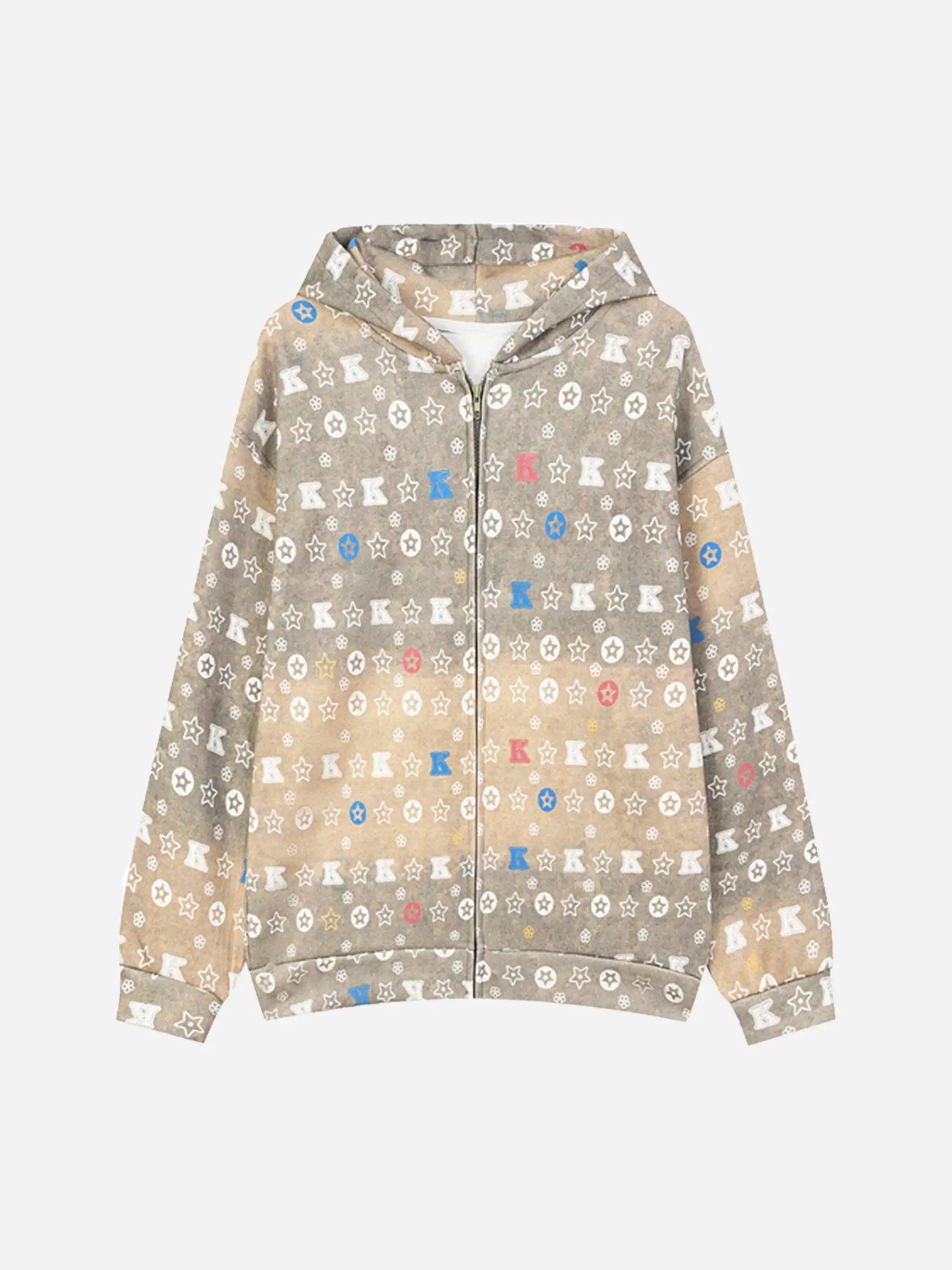 Printing Gradient Zip-Up Hoodie