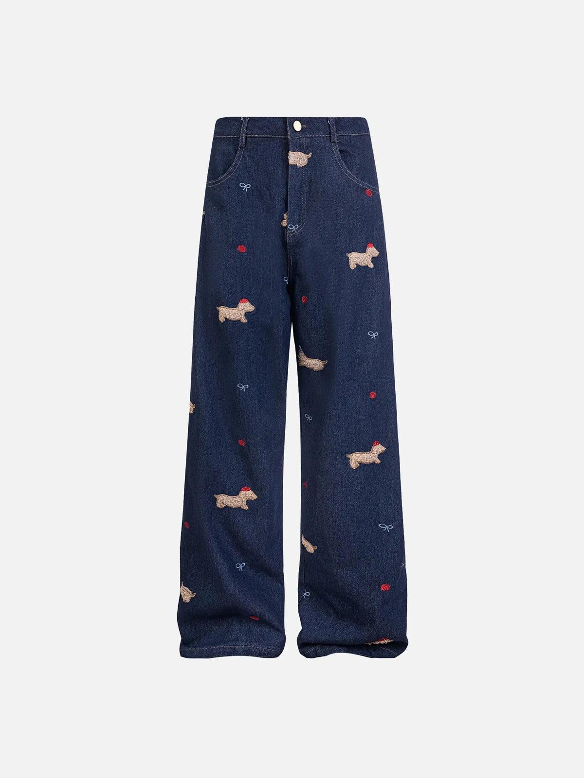 Puppy Embroidered Jeans