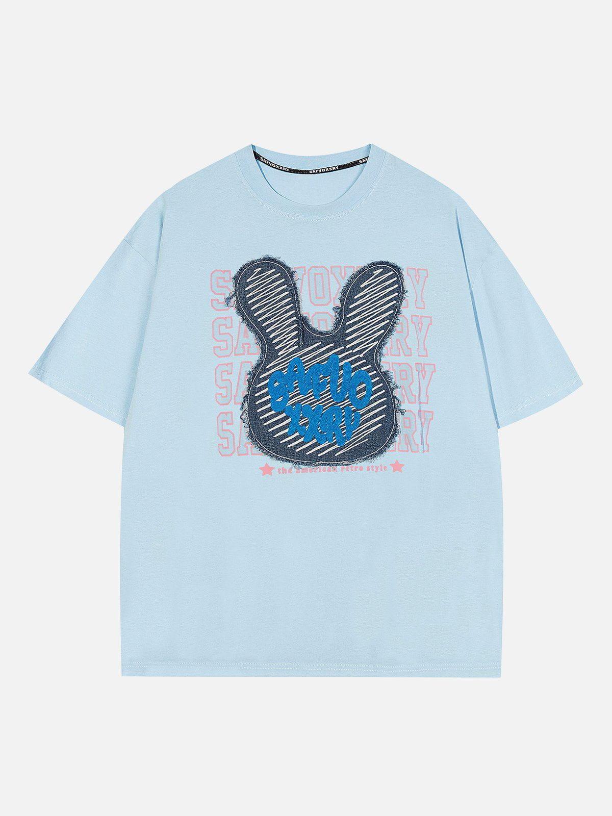 Rabbit Embroidery Print Tee