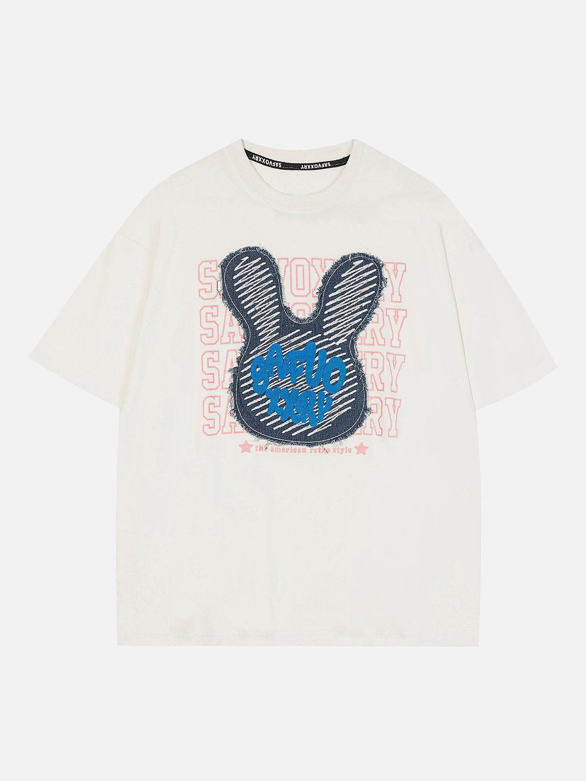 Rabbit Embroidery Print Tee
