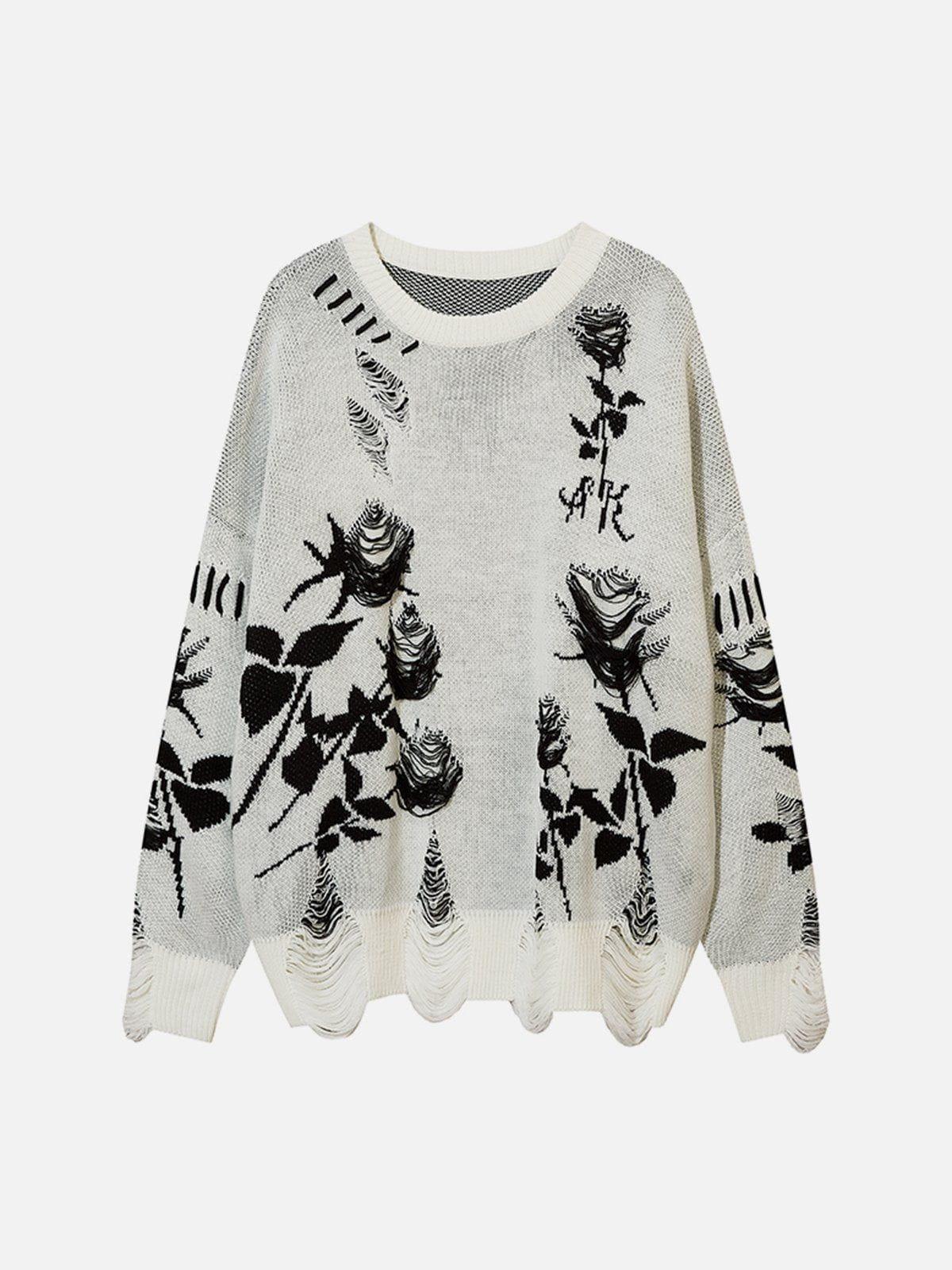Raw Edge Rose Sweater