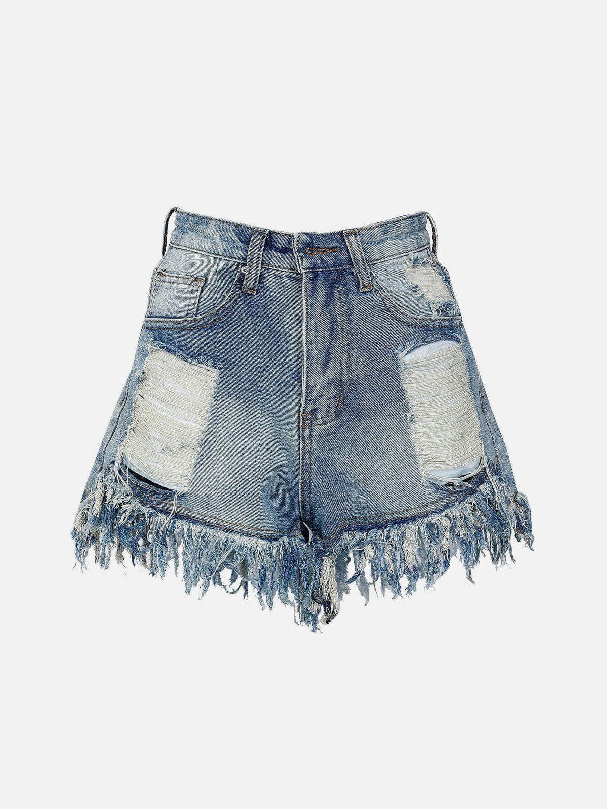 Raw Ripped Denim Shorts