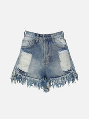 Raw Ripped Denim Shorts